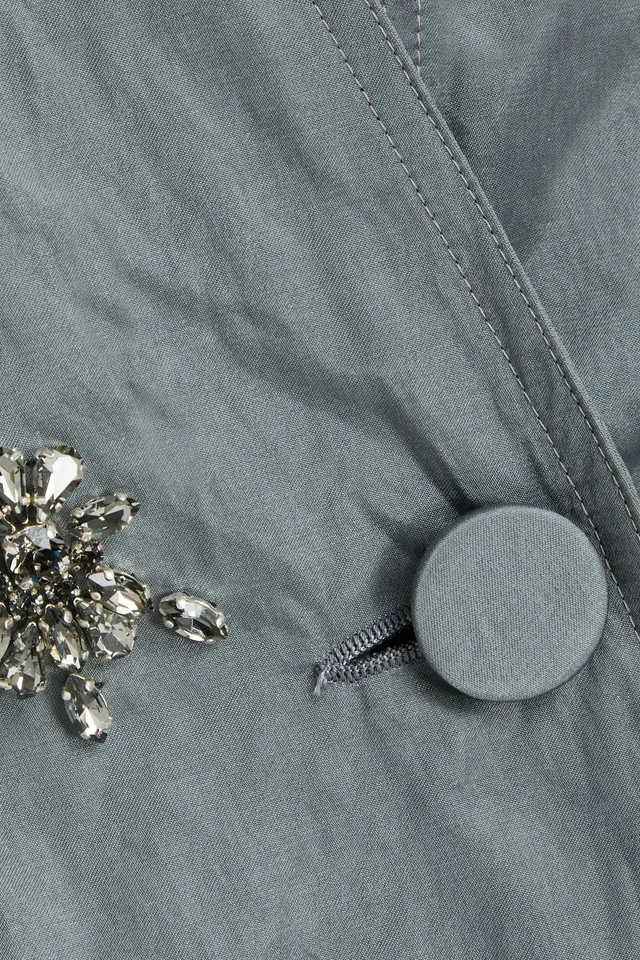 Huishan Zhang Crystal-Embellished Crinkled-Satin Peplum Jacket in Grey, photo 4 of 4 from THE OUTNET