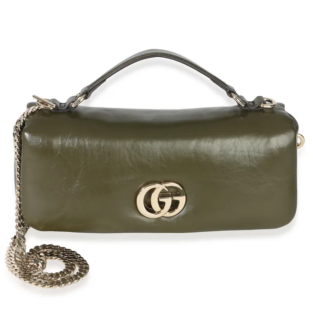 Gucci Green Lambskin Gg Milano Small Top Handle Shoulder Bag Leather Handbag in Green Lambskin from HEWI