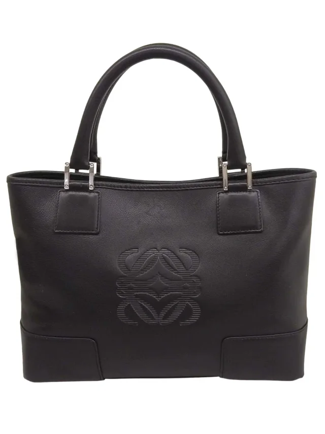Loewe Anagram Embossed Frost Tote Bag Black from VINTAGE QOO TOKYO, photo 2 of 10
