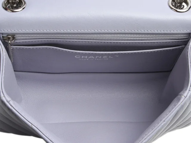 Chanel Mini Lilac Chevron-Quilted Aged Calfskin Reissue in Purple Calfskin from Ann's Fabulous Finds, photo 9 of 10