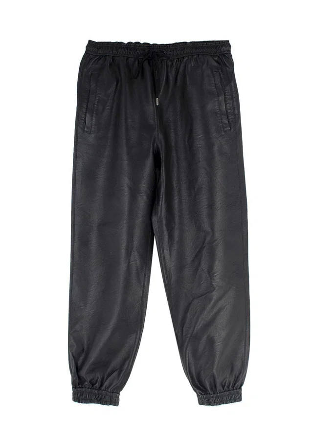 Stella McCartney Black Vegan Leather Joggers in Black Leather from HEWI
