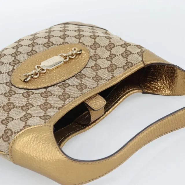 Gucci Vintage Jackie O Chain Hobo Gg Canvas Beige Bag in Beige Canvas from HEWI, photo 6 of 22