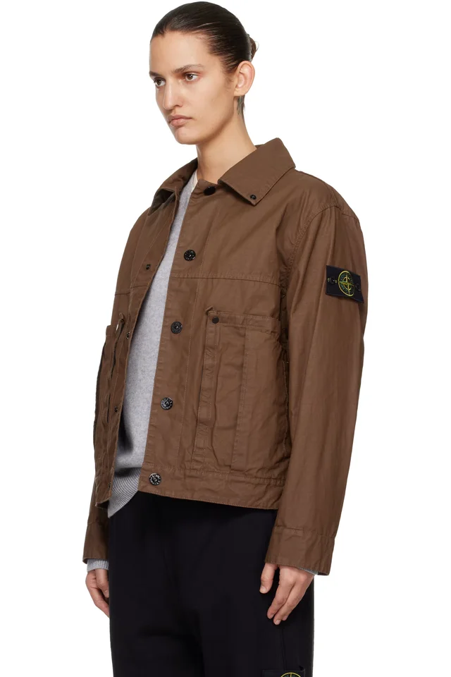 Stone Island Brown 4100010 Double-Coated Cotton Ripstop Jacket, photo 4 of 5 from SSENSE