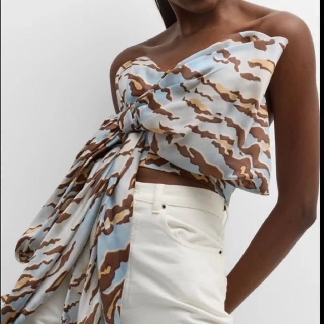 Zimmermann Tiger Bodice Bow Top in blue from Poshmark