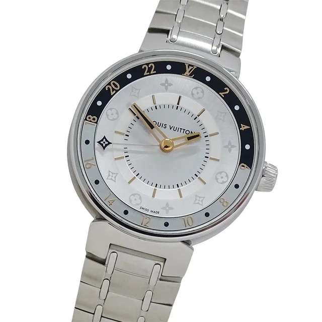 Louis Vuitton Watch Tambour Moon Dual Time Quartz Stainless Steel Silver in Silver from The Reluxe
