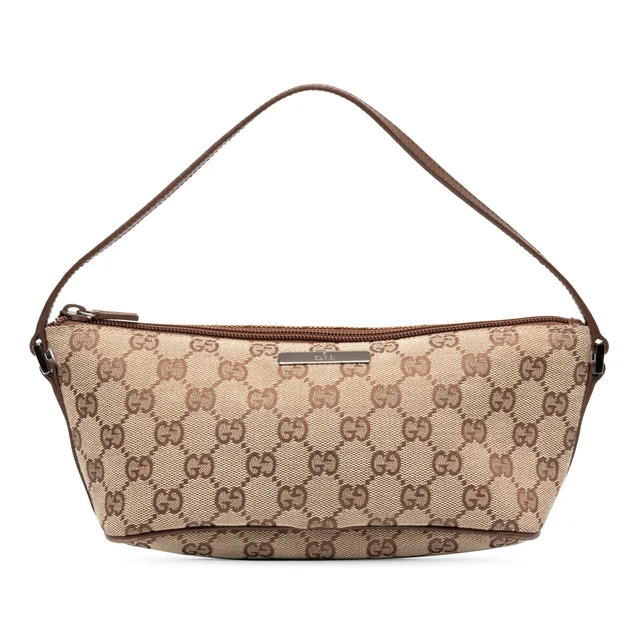Beige Gucci GG Canvas Boat Shoulder Bag in Beige Canvas from Designer Revival