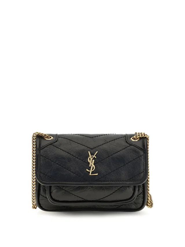 Saint Laurent Niki Shoulder Bag — Black Calf Leather Bos Taurus in Black Calfskin from HEWI