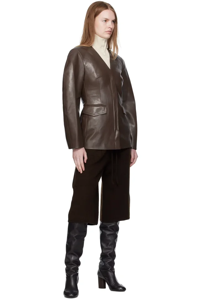 Nanushka Brown Erina Regenerated Leather Blazer, photo 4 of 4 from SSENSE