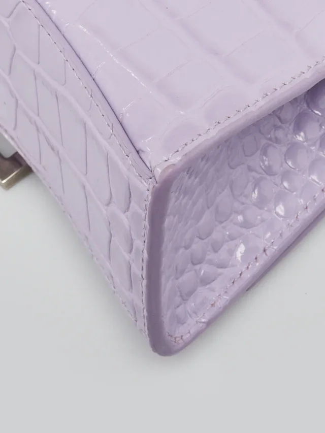 Balenciaga Lilac Croc Embossed Leather Hourglass XS Top Handle Bag in Purple Crocodile from Yoogis, photo 4 of 9