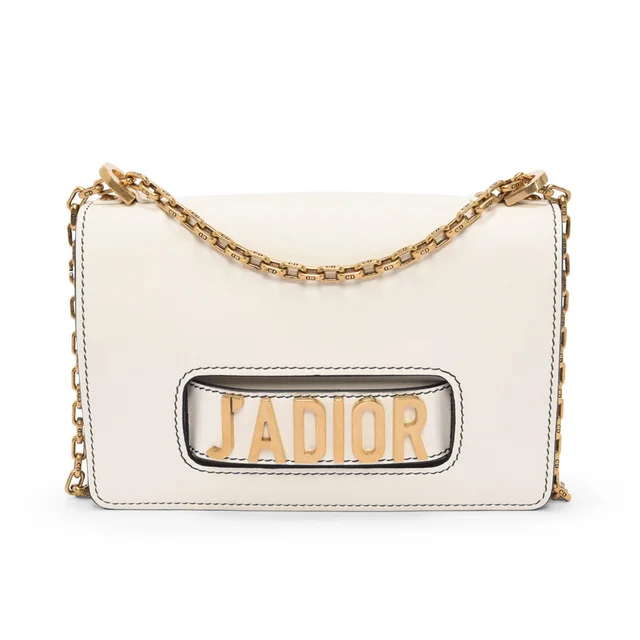 Dior Medium J'Adior Chain Flap Bag in White Calfskin from Blue Spinach