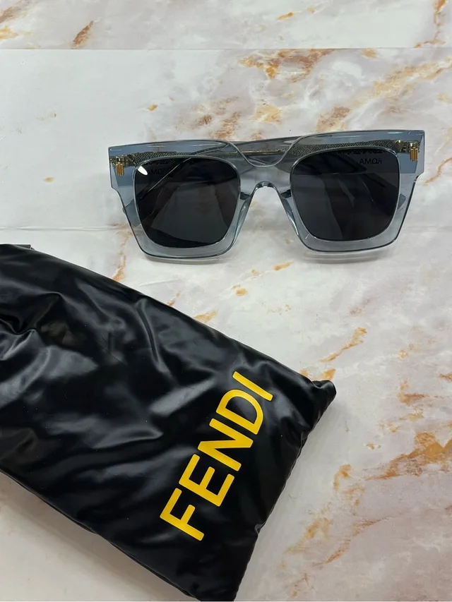 Fendi Roma Blue Square Acetate Sunglasses Authentic Made In Italy in gold|blue from Poshmark