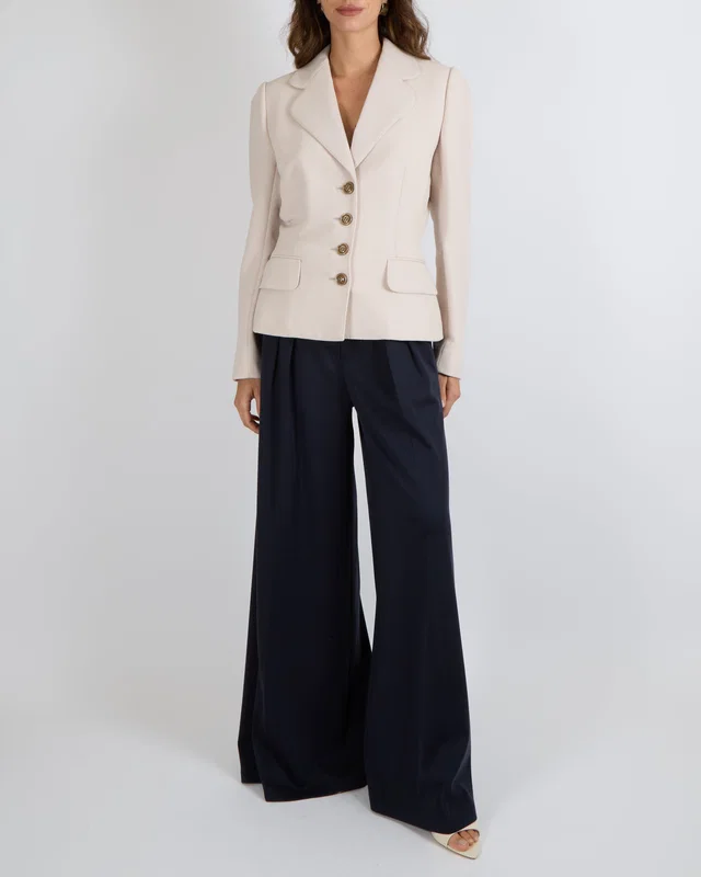 Dolce & Gabbana Blush Structured Blazer Jacket with Brown Buttons Size IT 42 (UK 10) in Brown from Sellier