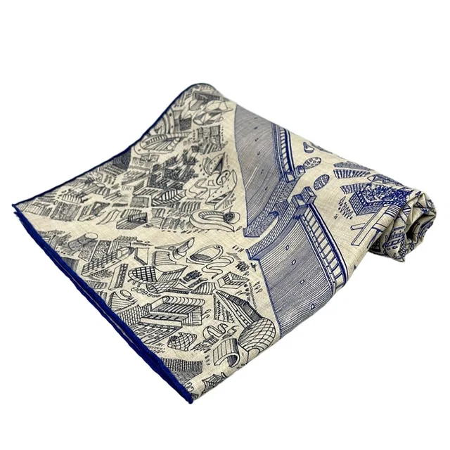 Hermès Shawl Carre Geant 140 Natural Blue Royal Petrol Cashmere Silk Scarf in Beige Silk from The Reluxe