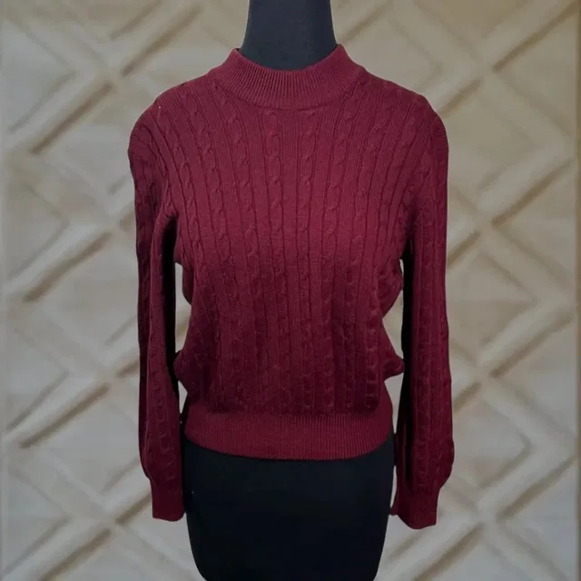 Jil Sander Sweater Womens M Red Cable Knit Pure New Wool Made In Italy in Brown in red|brown Wool from Grailed