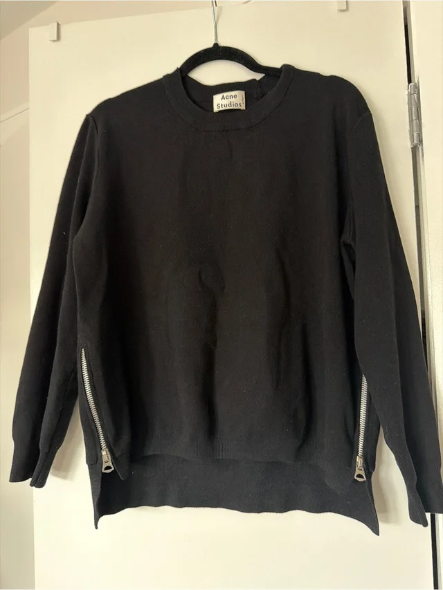 Acne Studios Women’s Aurora Boiled Cotton Zip Side Pullover Size L in silver|gray|black from Poshmark