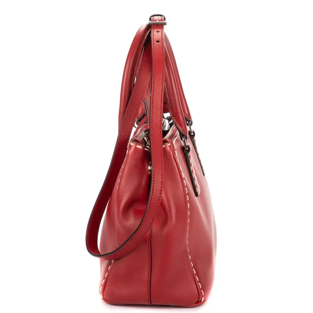 Prada Convertible Double Zip Tote Bag Red Stitched Smooth Calfskina in Red Calfskin from The Reluxe, photo 2 of 2