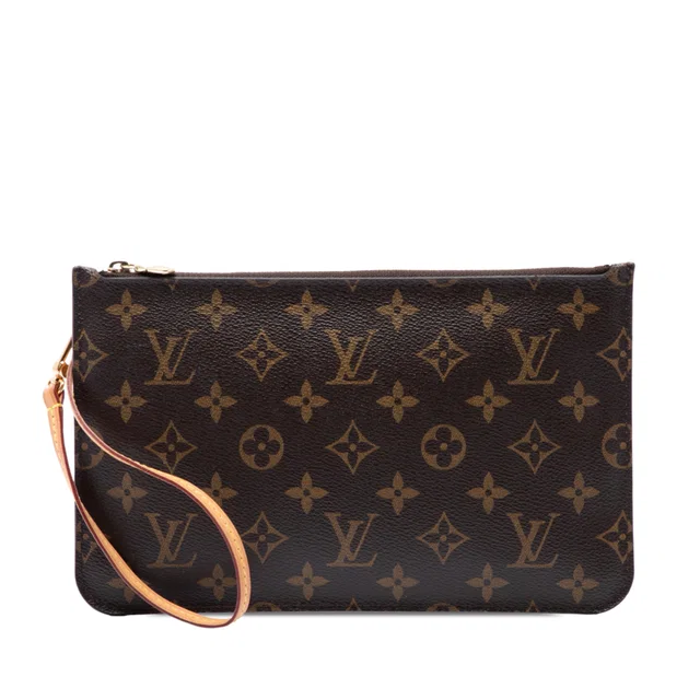 Brown Louis Vuitton Monogram Neverfull MM Pouch in Brown Coated canvas from Designer Revival