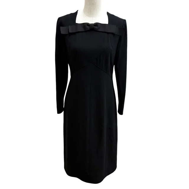 Chanel 97A Vintage Wool CC Logo Button Ribbon Dress in Wool from The Reluxe