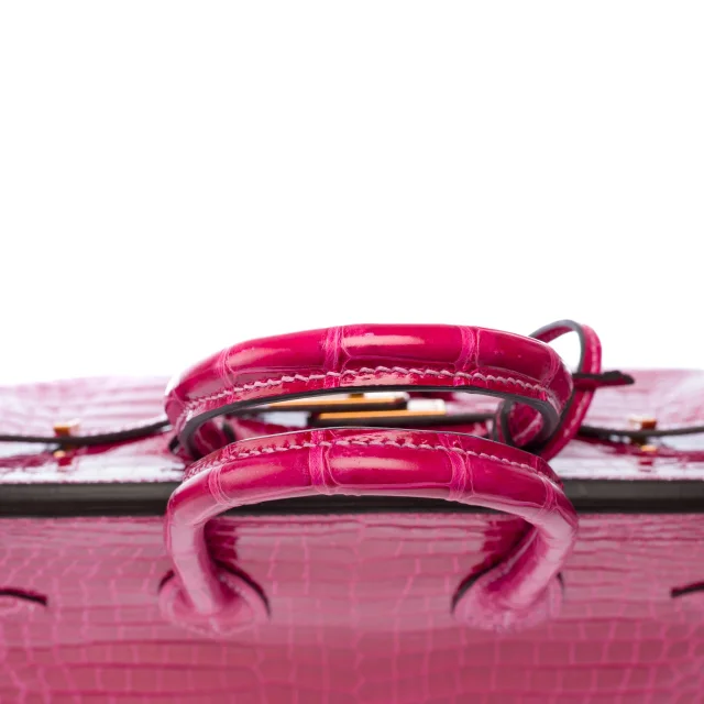 Sac Hermes Birkin 25 En Cuirs Exotiques Rose - 103600 Mexico Handbag in Pink Crocodile from HEWI, photo 7 of 8