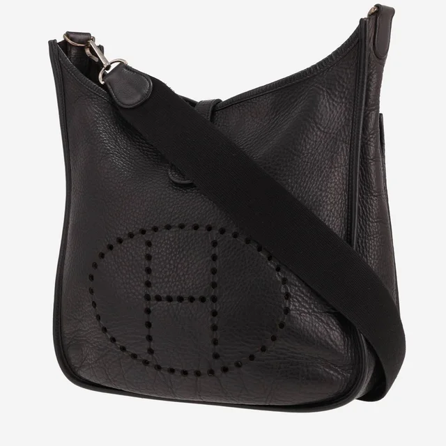 Hermès Evelyne 29 cm shoulder bag in black buffalo leather in Black Leather from Collector Square