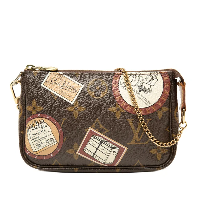 Brown Louis Vuitton Monogram Trunks and Bags Patch Mini Pochette Accessoires Handbag in Brown Coated canvas from Designer Revival