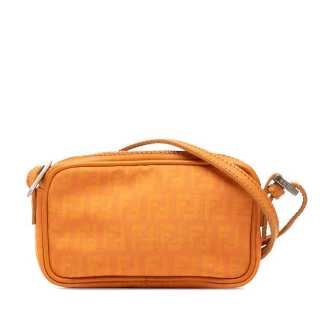 Orange Fendi Mini Zucchino Canvas Zip Crossbody in Orange Canvas from Designer Revival