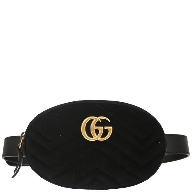 Gucci Black Velvet GG Marmont Belt Bum Bag in Black Velvet from AMORE Vintage Tokyo