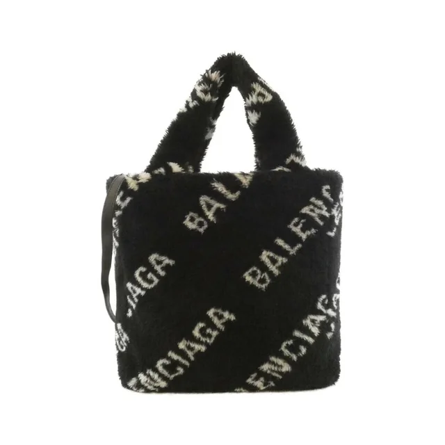 Balenciaga Black Faux Fur All Over Logo Tote Bag White Logo in white|black from Poshmark