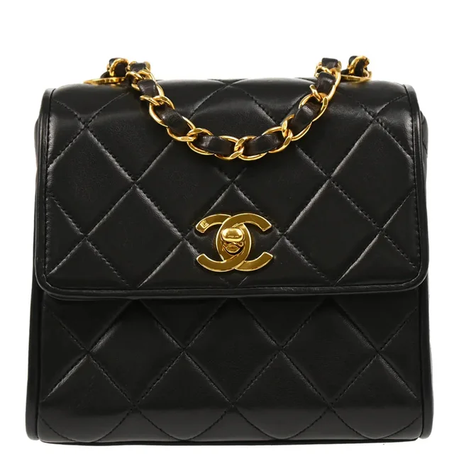 Chanel 1994-1996 Black Lambskin Flap Shoulder Bag in Black Lambskin from AMORE Vintage Tokyo