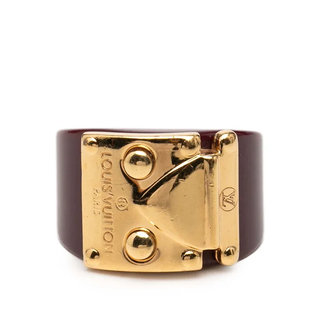 Red Louis Vuitton Resin Gold Plated Lock Me Ring M in Red Resin from Designer Revival