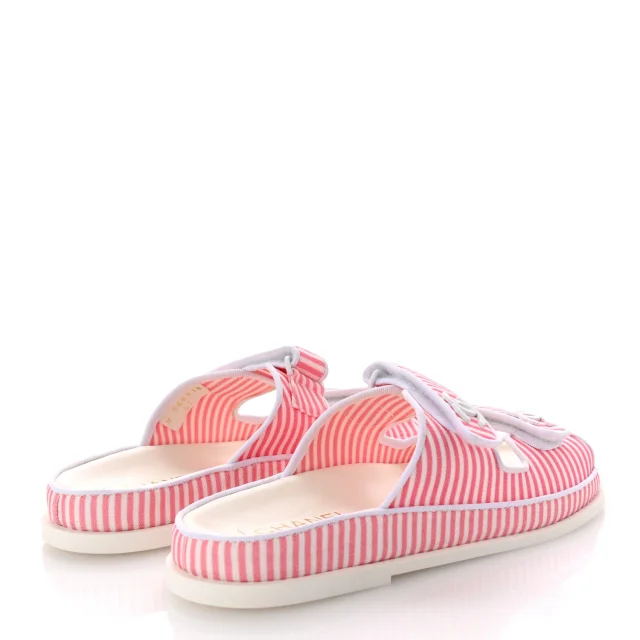 Chanel Printed Cotton Velcro Dad Flat Mules 41 White Pink in White from FASHIONPHILE, photo 5 of 10