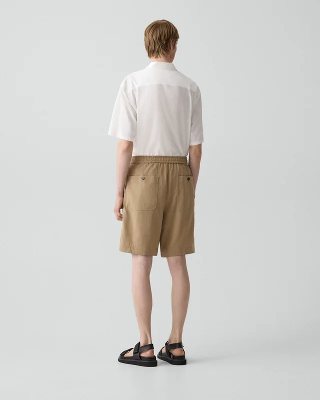 Theory Relaxed Pull-On Short in Performance Suiting in FRESH KHAKI, photo 9 of 10 from Theory
