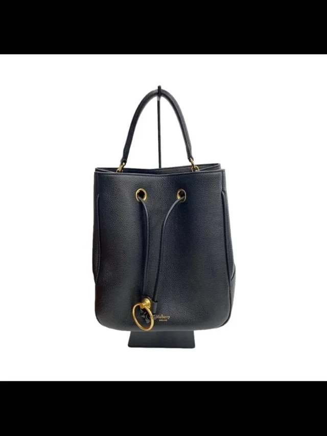 Mulberry Black Pebbled Leather Drawstring Satchel With Gold Ring Accent in gold|black Leather from Poshmark