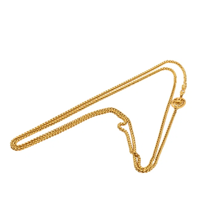 Gold Chanel Gold Plated Medallion Double Strand Chain Necklace in Gold from Designer Revival
