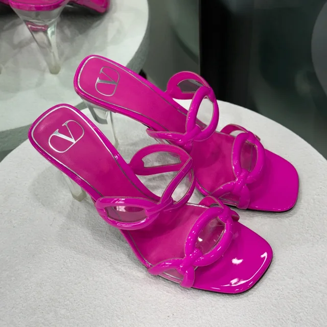 Valentino Garavani Hot Pink Patent Sandals Sz 39 from Revivre Luxury Consignment