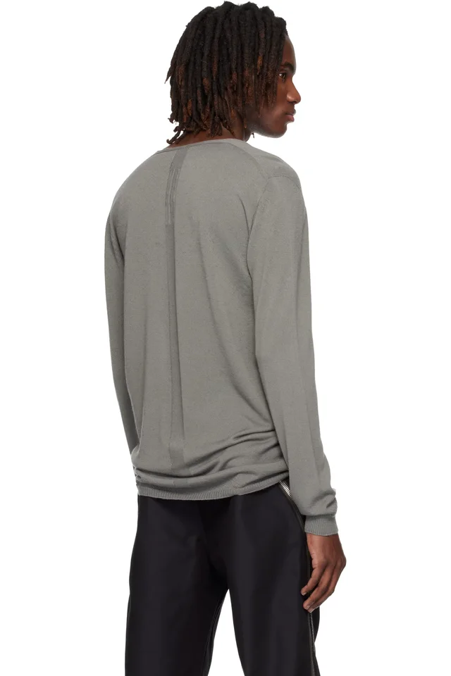 Rick Owens Gray Temple Oversize Extreme V Neck Sweater, photo 3 of 3 from SSENSE