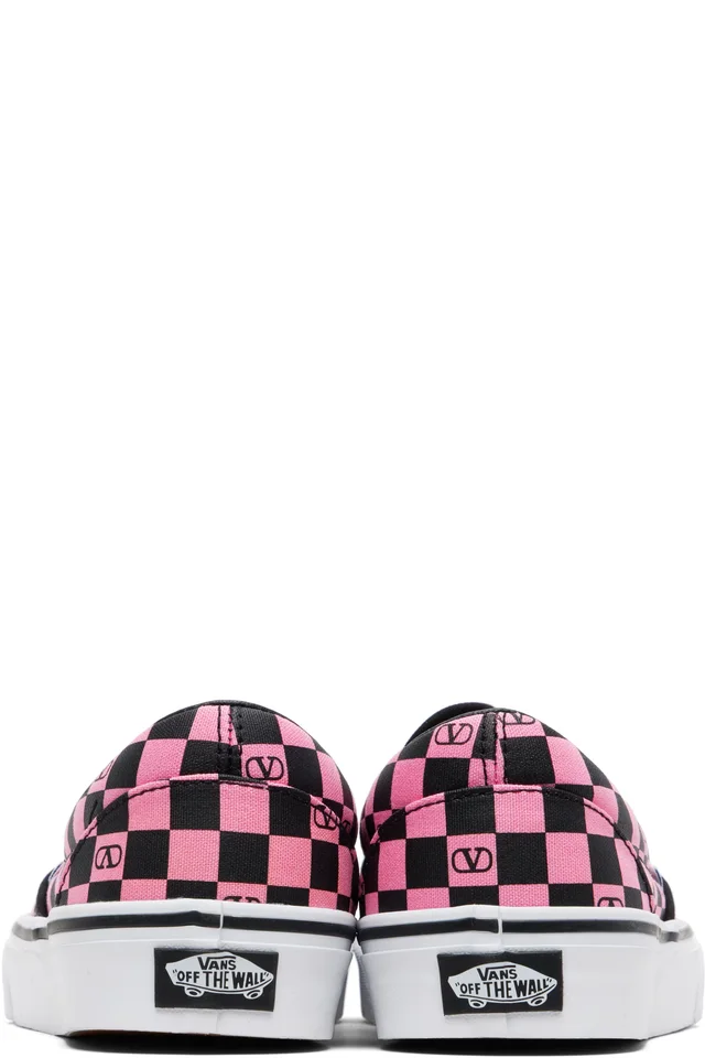 Valentino Garavani Pink & Black Vans Edition VLogo Checkerboard Print Slip-on Sneakers, photo 2 of 2 from SSENSE
