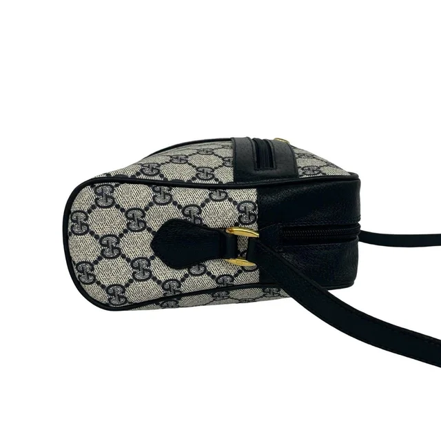 Gucci Vintage Sherry Line GG Logo Leather Shoulder Bag Navy in Navy Leather from The Reluxe, photo 2 of 2
