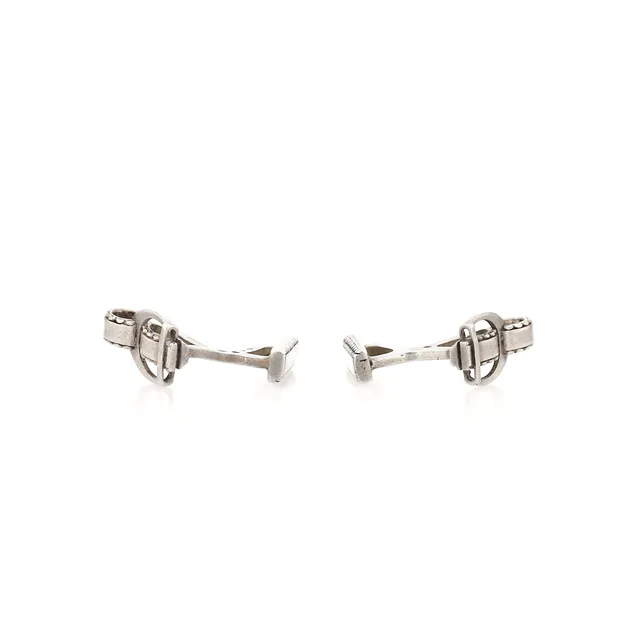 A pair of Hermès Etrier rigid cufflinks in Silver from Collector Square
