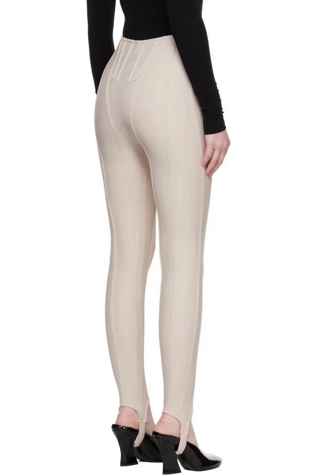Mugler Beige Corseted Leggings, photo 3 of 4 from SSENSE