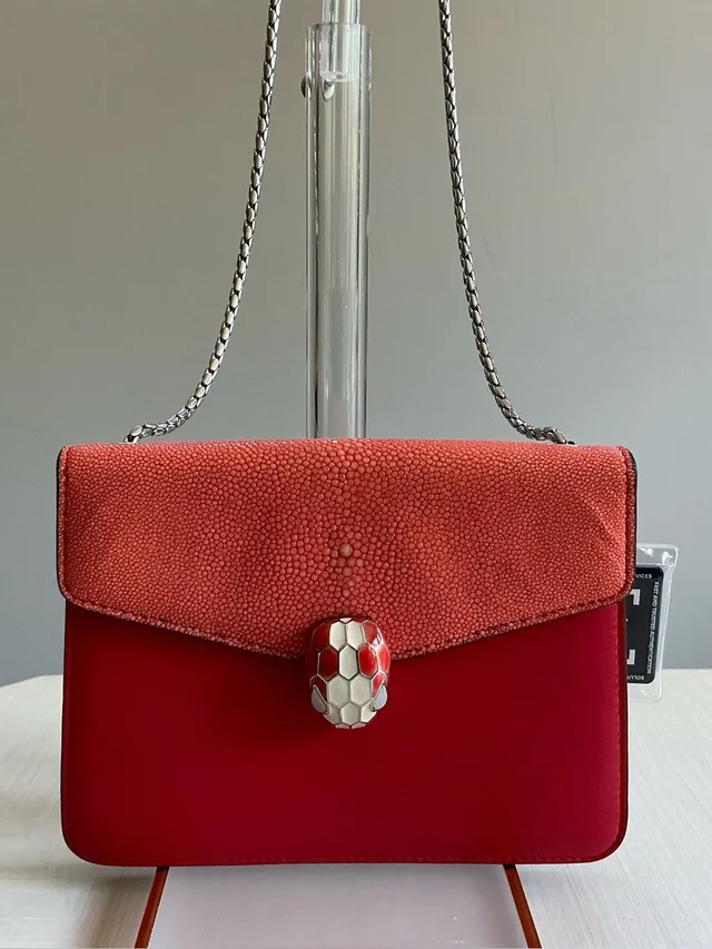 Bvlgari Serpenti Forever Crossbody Bag Red Leather Stingray Wallet On Chain Woc in pink|red Leather from Poshmark
