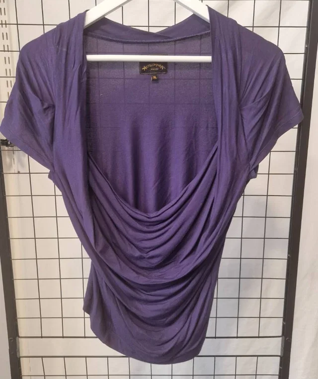 Vivienne Westwood Anglomania Draped Jersey Top - Violet (XL) Violet Size: XL in Purple Viscose from Oxfam Online Shop