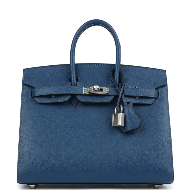 Hermès Birkin Sellier 25 Deep Bleu Madame Palladium Hardware in Blue Goatskin from Madison Avenue Couture