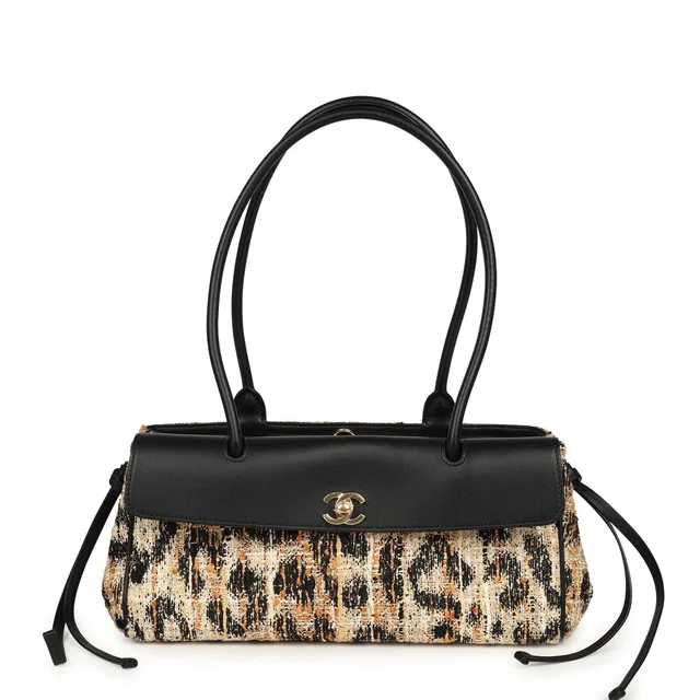 Chanel Small Leopard Print "Urban Essential" East West Shopping Tote Black Calfskin in Black Calfskin from Madison Avenue Couture