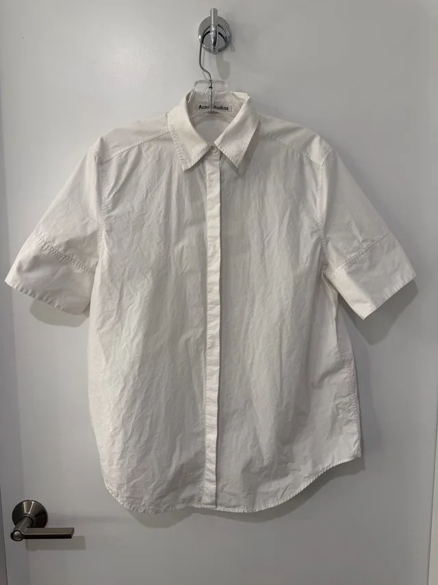 Acne Studios Addle Sh Si Pop Uw15 White Short Sleeve Cotton Poplin Button Up Shi in white from Poshmark