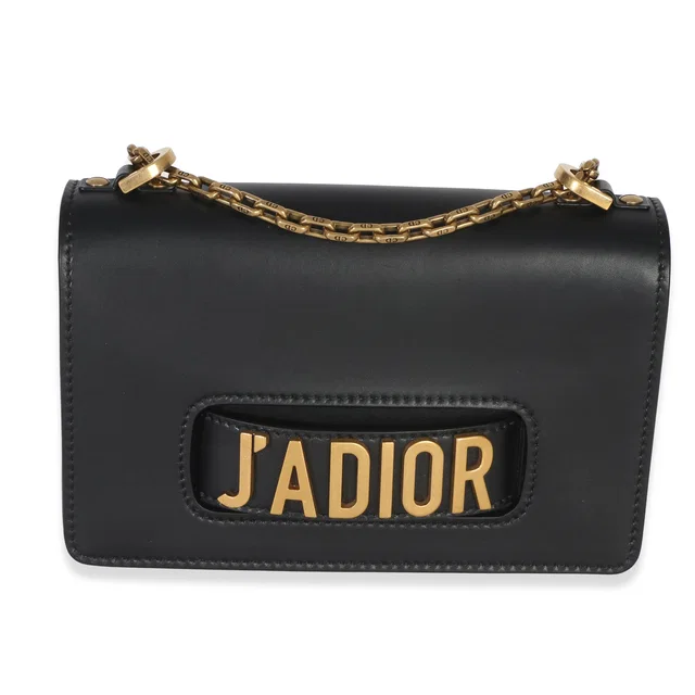 Dior Black Smooth Calfskin Jadior Chain Flap Bag Leather Handbag in Black Calfskin from HEWI