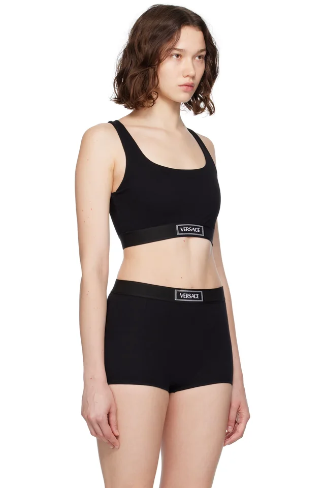 Black 'Versace' 90s Elastic Bra, photo 2 of 2 from SSENSE