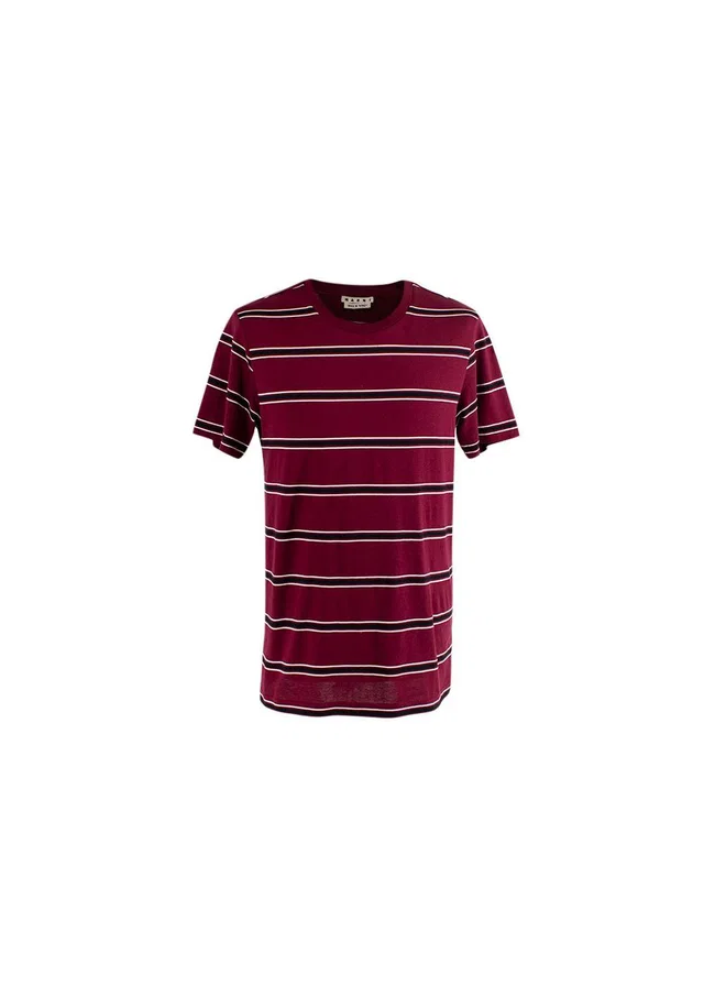 Marni Burgundy & black striped cotton jersey T-shirt in Black from HEWI
