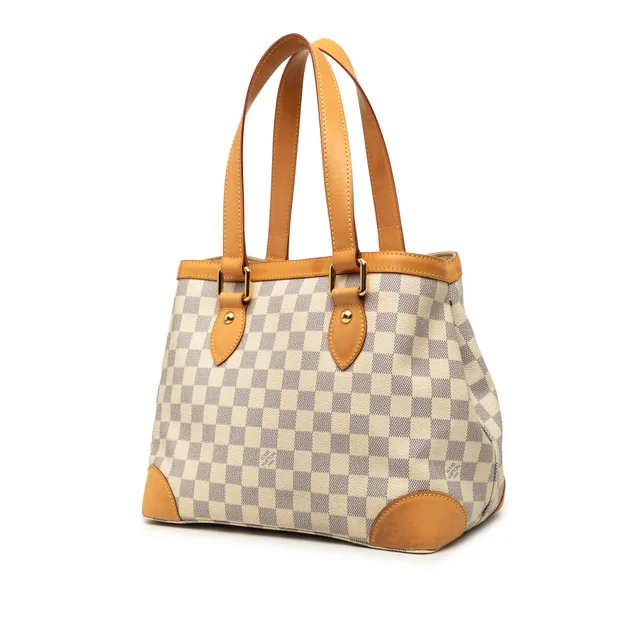White Louis Vuitton Damier Azur Hampstead PM Tote Bag in White Canvas from Designer Revival, photo 2 of 2