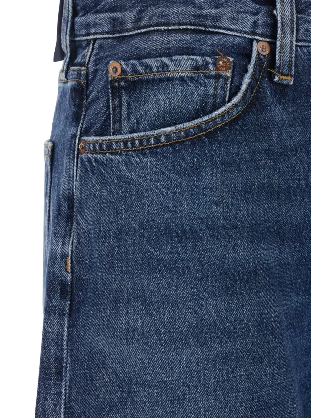 Agolde Blue 'Arc' Jeans with Logo Patch on the Back and Wide Leg in Denim for Women in Blue 100% Regenerative Cotton, photo 3 of 4 from Gaudenzi Boutique